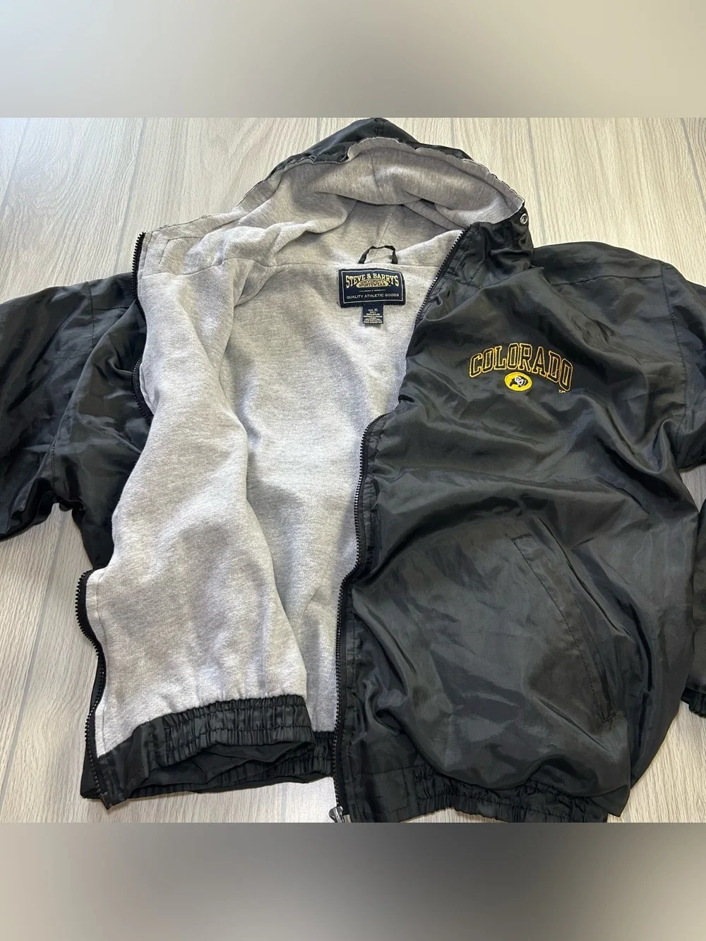 Vintage 90s Colorado Buffaloes Lined Jacket Men XL Black Steve & Barry's Hooded